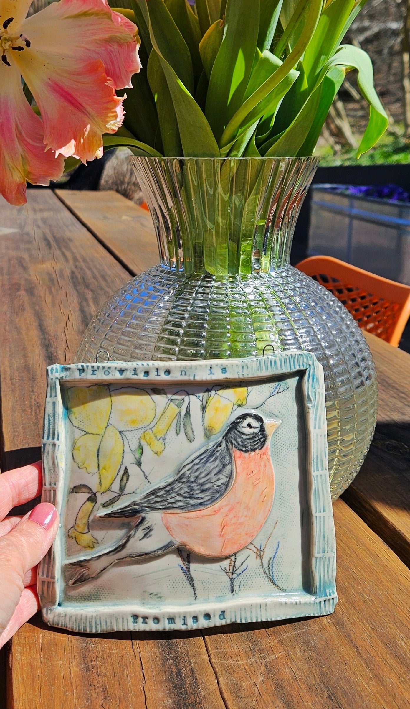 Handbuilt Ceramic Bird Tile