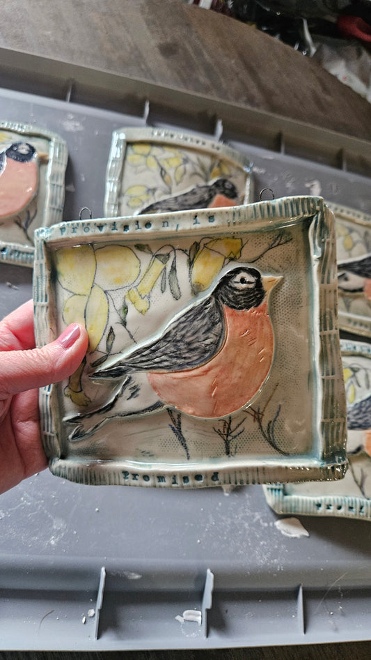 Handbuilt Ceramic Bird Tile
