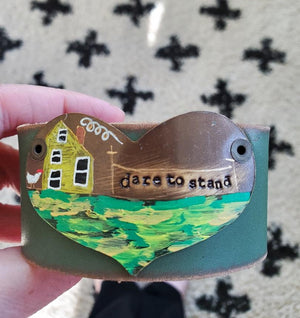 Painted Love Letter Leather cuffs (comes with art-card and letter)