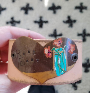 Painted Love Letter Leather cuffs (comes with art-card and letter)