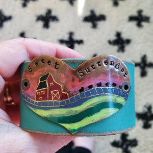 Painted Love Letter Leather cuffs (comes with art-card and letter)